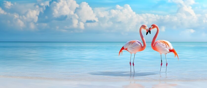 Fototapeta couple flamingo making love posture