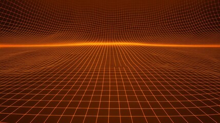 Mesmerizing Orange Grid Digital Art Design: A Futuristic Exploration of Technology