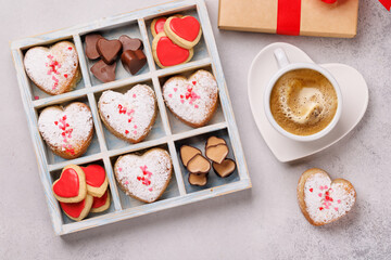 A charming selection of heart-shaped sweets neatly arranged in a box