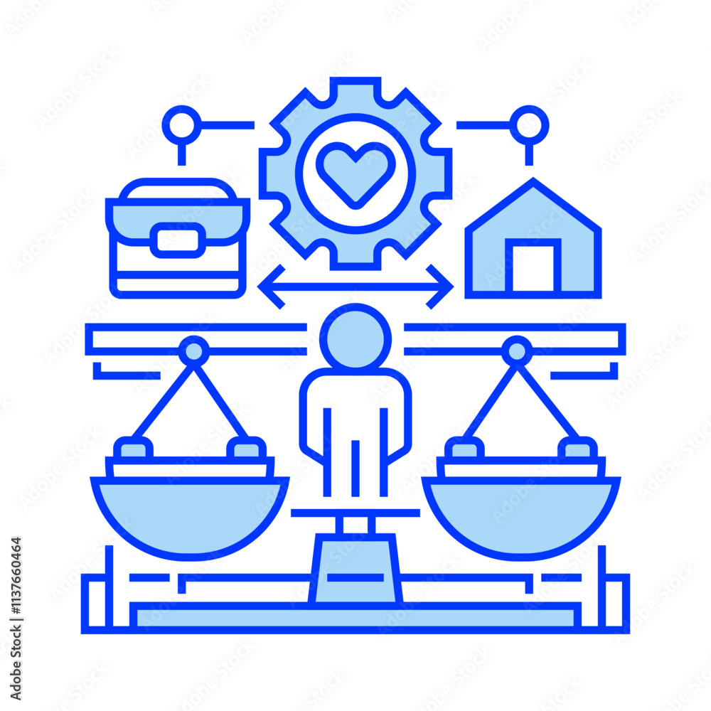 Poster work life balance line icon. linear style sign for mobile concept and web design. outline vector ico