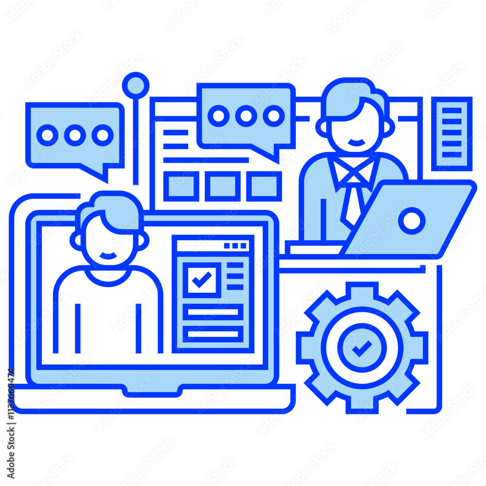 Poster remote work line icon. linear style sign for mobile concept and web design. outline vector icon.