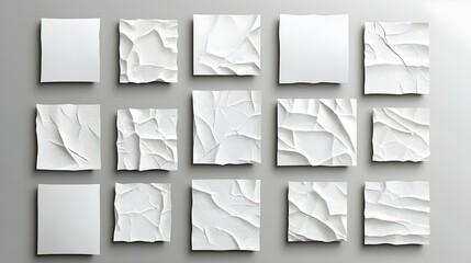 Obraz premium Collection of Wet Transpired Paper Posters on a Grey Background