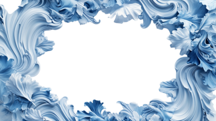 An abstract classic blue background frame isolated against a transparent background, ideal for design projects, creative visuals, or artistic presentations.