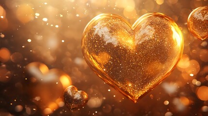 Fototapeta premium golden heart bubble, background