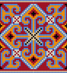 Vibrant Geometric Eastern European Textile Pattern
