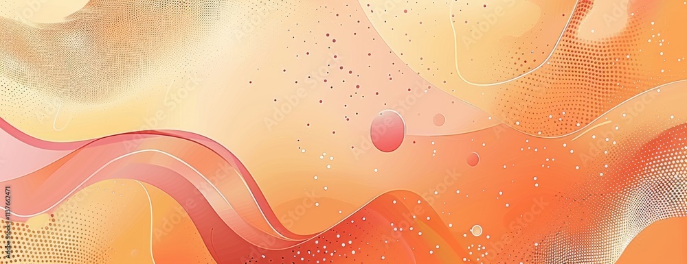 Poster abstract orange background with a gradient, dots, and curved lines vector presentation.