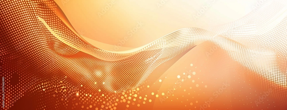Poster abstract orange background with a gradient, dots, and curved lines vector presentation.