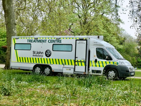 A St John Ambulance Peugeot Mobile Treatment centre in St James Park London. London, UK. May 2023. 