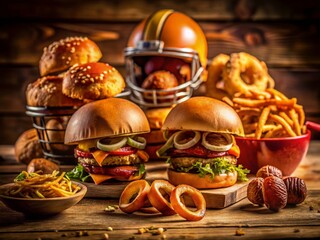 Low Light Football Feast: American Football Sliders & Helmet Photography