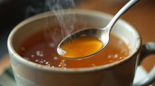 Taza de t&eacute; con cucharada de miel