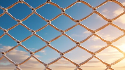 Fototapeta premium Breaking Barriers: Fence Against a Vast Sky at Sunset. Generative AI