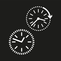 Clock rotation icon. Time adjustment symbol. Clock with arrow. Vector timepiece illustration.