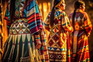 Low Light Native American Clothing Patterns Photography, Indigenous Textile Designs, Dark Fashion, American Indian Apparel, Night Photography