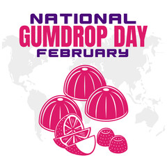 NATIONAL GUMDROP DAY social media post Vector Illustration on february