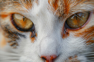 Close portrait of a ginger cat, close portrait of a ginger kitten
