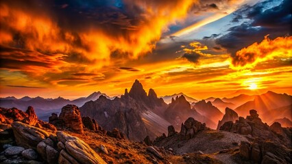 Stonespine Silhouette Photography: Majestic Mountain Range at Sunset, Dramatic Shadows, Epic Landscape