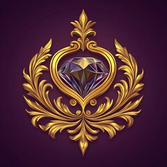 Fototapeta premium Golden Ornamental Luxury Diamond Emblem