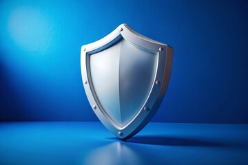 Stunning 3D White Shield Design on a Vibrant Blue Background Emphasizing Security and Protection with High Depth of Field for Visual Impact in Digital Artwork
