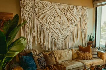  a diy macrame wall art project showcasing large,