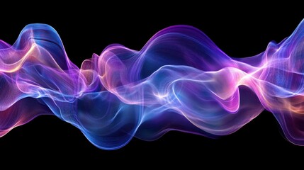 Fototapeta premium Colorful Abstract Wave Patterns in Fluid Motion Against Black Background