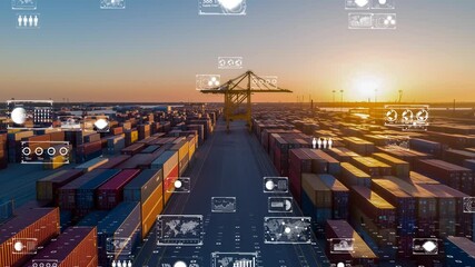 A futuristic logistics hub visual, global connectivity and trade efficiency - Powered by Adobe