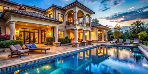 Fototapeta premium Luxury Home Pool: Macro Photography of Exquisite Exterior Details