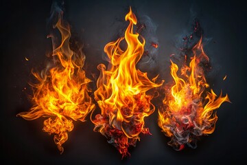 Fototapeta premium Stunning Collection of Flame Illustrations with Vibrant Colors and Unique Designs, Perfect for Creative Projects and Backgrounds, Featuring Diverse Flame Shapes and Styles