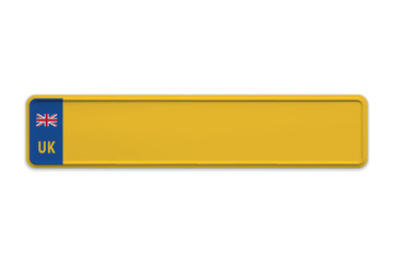 Car number plate of United Kingdom. Vehicle registration license of british region Reunion