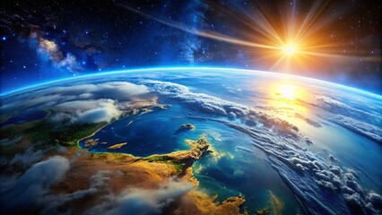 Stunning Earth from Space: A Long Exposure Perspective Showcasing the Vibrant Blue Planet, Capturing the Beauty of Nature and the Expansive Universe in a Mesmerizing View