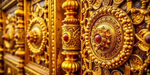 Obraz premium Macro Gold Jewelry Door Art: Exquisite Details, Close-Up Photography