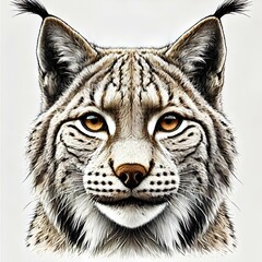 Obraz premium lynx head against white background