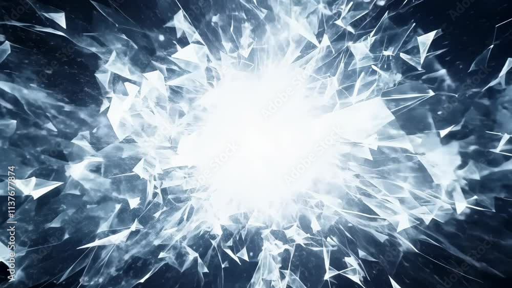Poster dynamic explosion of light and shards creates an abstract visual experience in a dark setting