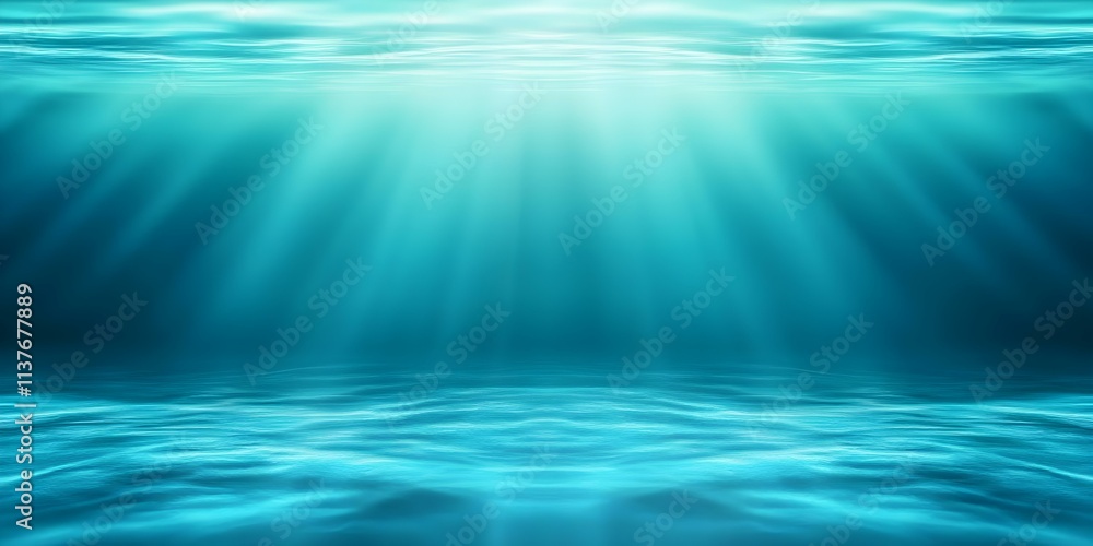 Aufkleber a serene underwater scene with soft rays of light penetrating the water's surface, creating a tranqu
