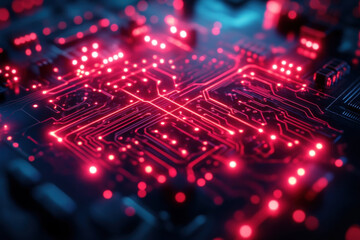 Obraz premium Circuit Board Signals Transmit Data Efficiently through Complex Networks