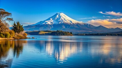 Stunning Lake Taupo & Snow-Capped Ruapehu Volcano, New Zealand Landscape Photography
