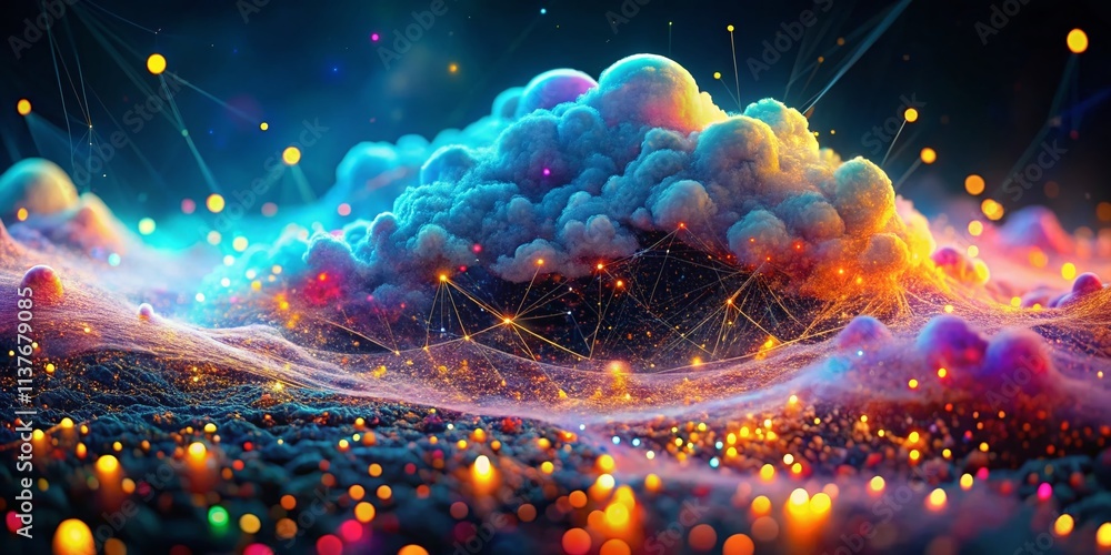 Poster macro photography: cloud computing, data storage, ai processing - generative ai images