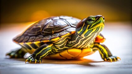 Obraz premium Stunning Low Light Turtle Photography, White Background, Reptile Images, Animal Pictures, Wildlife Photos, Nature Photography, Macro Photography, Close Up Turtle