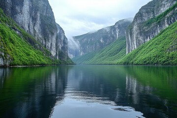 Top of Reinebringen - Lofoten. Beautiful simple AI generated image