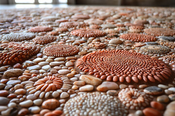  a diy pebble mosaic project featuring various handmade mosaics made from