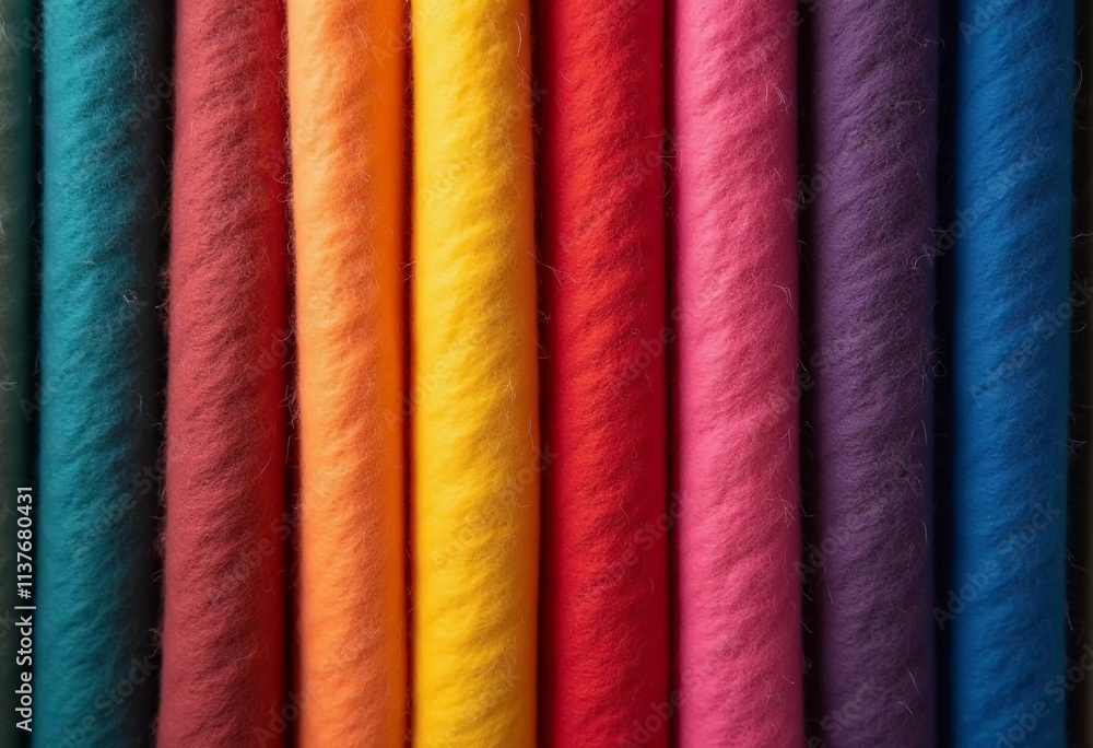 Poster various samples of woolen fabric in different colors are neatly organized, showcasing a vibrant pale