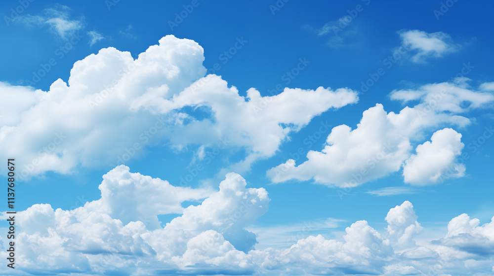 Wall mural sky background with tiny clouds. panorama sky background
