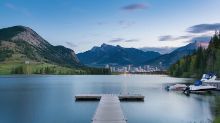 lake and mountains