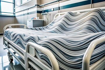 Macro Photography of a Hospital Bed Design with Smooth Waves in Black, White, and Gray Tones for Medical and Healthcare Themes, Perfect for Professional and Creative Use
