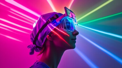 Mesmerizing Neon Tunnel of Futuristic Virtual Lights and Energy
