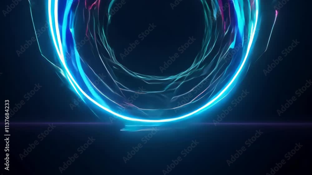 Poster colorful light patterns create mesmerizing visuals in dark setting during creative design process