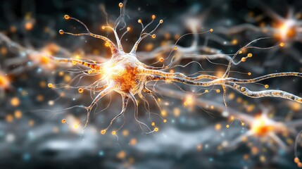 Visualization of neurons firing neurotransmitters in the synaptic gap provides a detailed look at the intricate molecular processes that activate nerve cells and form a complex neuronal network