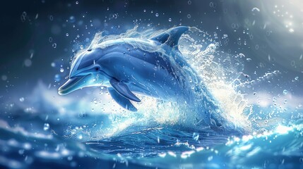 Obraz premium Majestic Dolphin Leaping Through Ocean Waves