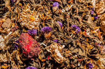 Loose herbal tea in the market