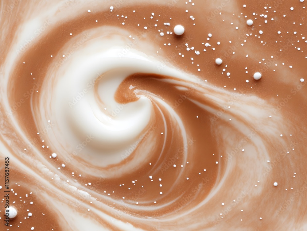 Poster a creamy swirl of light and dark tones, adorned with specks, creating a visually appealing abstract 
