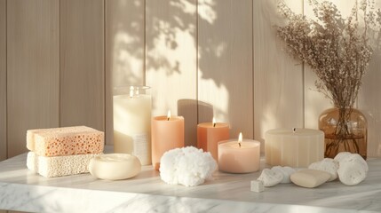 Serene Spa Essentials: Candles, Soap, and Natural Decor